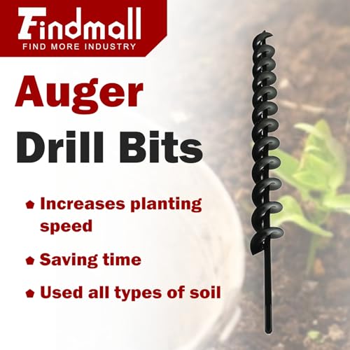 findmall Auger Drill Bit - 24 Inch Earth Auger Bit, 8mm Non-Slip Hex Shank, Yard Gardening Planting Corm, Post or Umbrella Hole Digger - size: 24 x 1.75 in