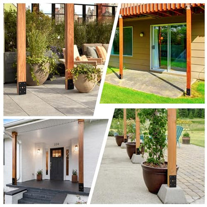 4 Pcs 4"x 4" Wet Concrete Fence Post Anchor(Inner Dia 3.6"x3.6") - size: 4 Set