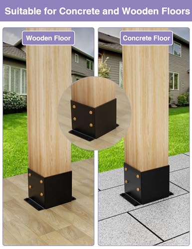 4 PCS Metal 6×6 Post Base, Inner Size 5.6"x5.6" - size: 6 x 6 (4 PCS)