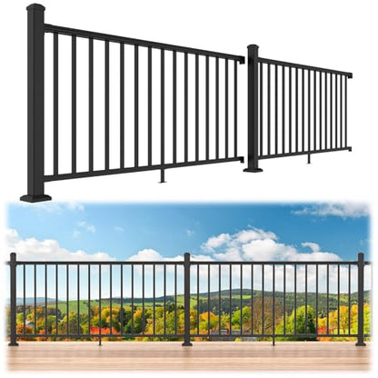Egadis 2 Pack 36 in x 6 ft Modular Aluminum Porch and Deck Railing Kit - color: Level 6ft - 2Panel 2Post