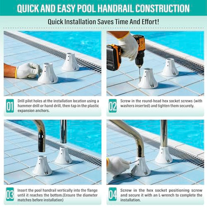 1 1/2" Pool Ladder Flange, Cast Aluminum Pool Deck Anchor Flange, 2 Pack - size: 1 1/2''