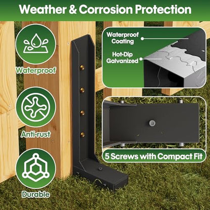 Fence Post Repair Kit 2 Pack, 8mm Double-Layer Post Anchor for Wood Posts