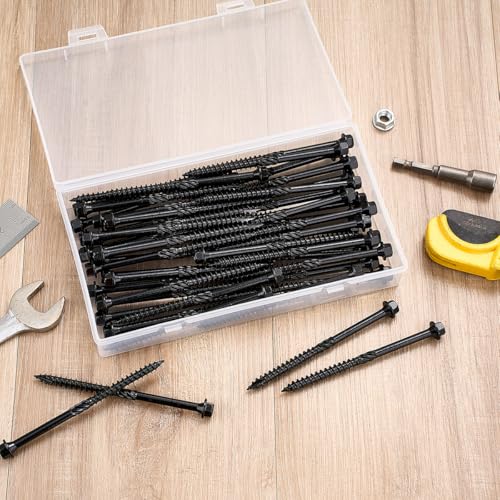 100 PCS #14 x 4” Wood Structural Screws Heavy Duty Hex Head Screws - size: #14x4"