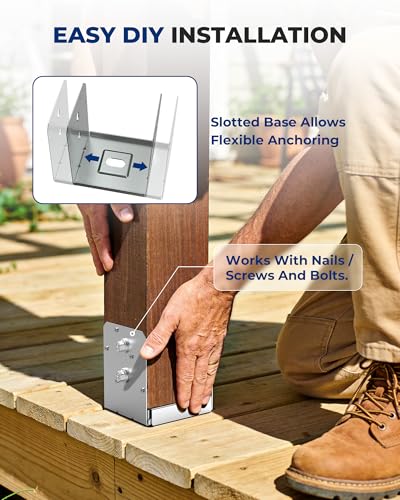 4 PCS 6x6 Post Base Brackets for Deck Pergola Gazebo - color: Silver