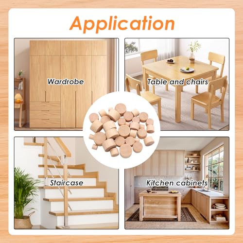Tnisesm 200 Pieces 3/8 Inch Wood Plugs Wooden Hole Plugs Button Plugs Hardwood Hole Plugs for Holes in Locking Hole Tube Furniture - color: 200pcs-3/8" Cone-shaped