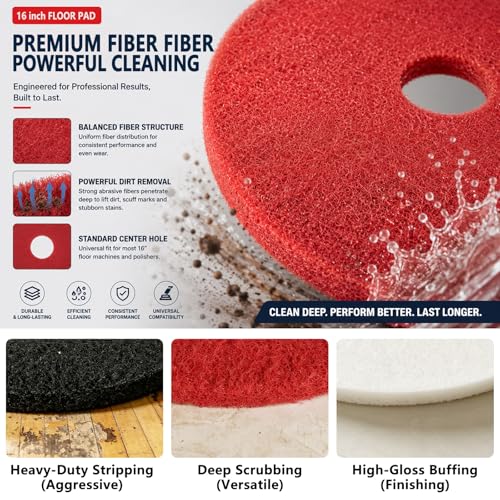 16" Floor Buffer & Scrubber Pads – 3-Pack