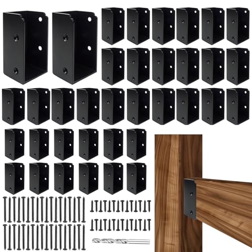 36Pcs Deck Railing Brackets Connectors,Heavy Duty Steel 1.2 inch Thickness Concealed Brackets for 2"x4" (Actual 1.5"x3.5") Wood Posts for Deck Railing,Fence,Porch, Garden Pergola - size: Parallel