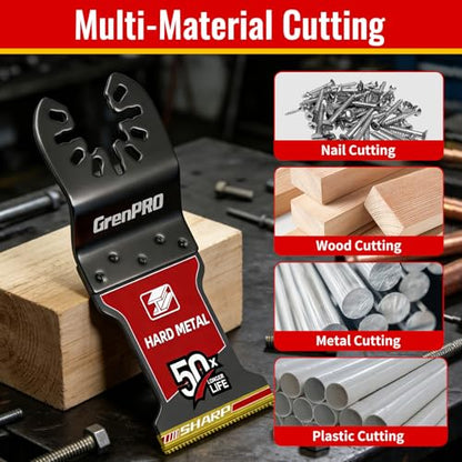 GRENPRO 3-Pack TiCN Carbide Oscillating Saw Blades for Metal Cutting