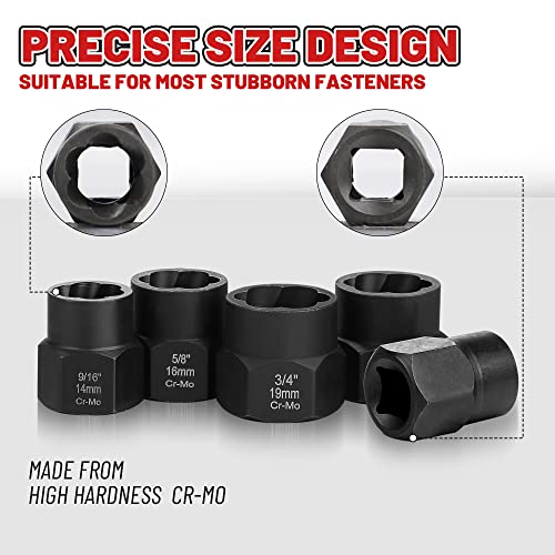 20-Pcs Bolt Nuts Extractor Set 3/8'' Drive Easy Out - size: 20Pcs