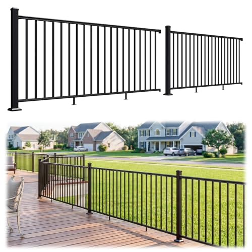 Egadis 2 Pack 42 in x 8 ft Modular Aluminum Porch and Deck Railing Kit - color: Level 8ft - 2Pack