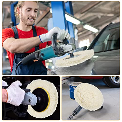 Tallew 6 Pcs Wool Buffing Pads Hook Loop for Drill Polisher, 3 Inch - size: 3 Inch