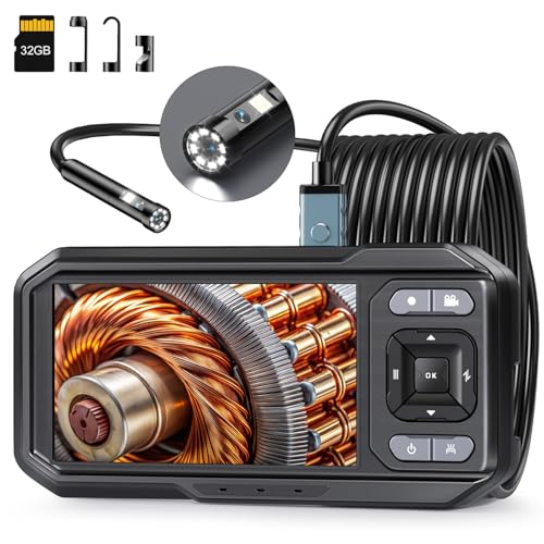4.5 Inch Dual-Lens Industrial Endoscope, 1080P Photo Video Borescope Inspection Camera, 5.5mm IP67 Waterproof Snake Camera, 8+1 LED Lights, 16.5FT Cable, 32GB - size: 4.5" Dual Lens Endoscope