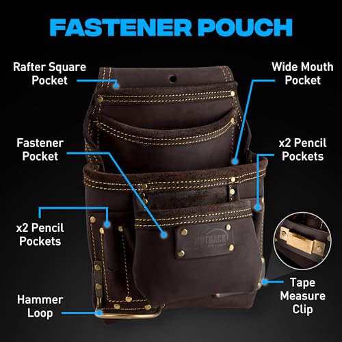 OX Carpenter Tool Belt + Pouches - Leather Tool Belts For Men - Size L - color: Carpenter Belt, size: Large