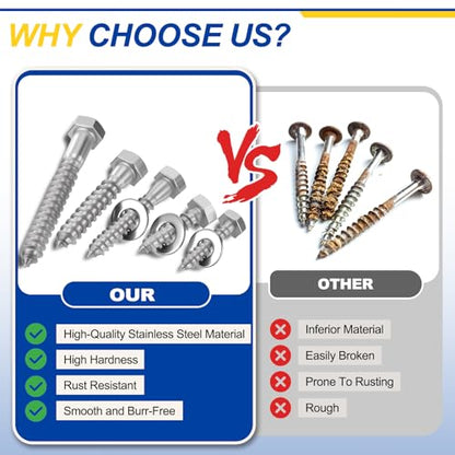 10 Pcs Hex Head Lag Screws 3/8" x1-1/2 Silver - color: Silver, size: 3/8"x1-1/2"