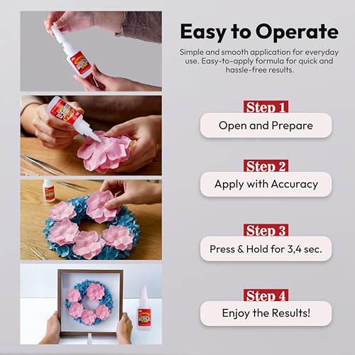 Super Glue All Purpose, Fastest & Toughest Adhesive 3g Instant Repair Unbreakable Bond, Strong Superglue Liquid for Hard Plastic, Rubber, Metal, Leather, Ceramics, Wood, DIY Craft (6)