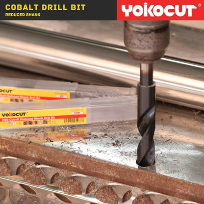 7/16 Inch Cobalt Drill Bit | Reduced Shank High Speed Steel | Drill Bit for Stainless Steel and Hardened Metal | HSS M35 Titanium Aluminum Nitride Coating with 1/2" Shank - size: 7/16 Inch