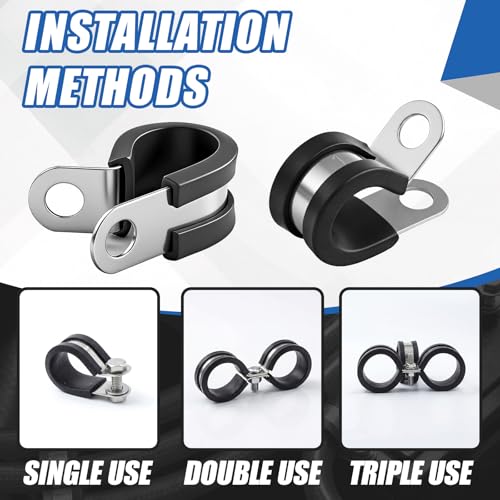 50 Pcs 1 Inch Cable Clamps Stainless Steel Pipe Clamps Holder - size: 1 Inch