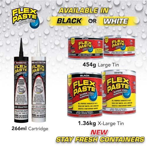 Flex Paste Rubberized Waterproof Sealant Paste, White, Cartridge, 1-Pack - color: White, size: Cartridge