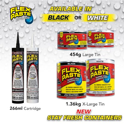Flex Paste Rubberized Waterproof Sealant Paste, White, Cartridge, 1-Pack - color: White, size: Cartridge