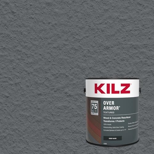 KILZ Over Armor Textured Solid Coating Resurfacer, Gun Metal Gray, 1 Gallon - color: Gun Metal Gray, style: Textured