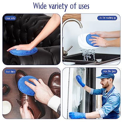 Tanlade 100 Pcs Car Detailing Microfiber Applicator Pad Wax Applicator Wash Microfiber Pads, 5 Inch Diameter (Blue) - color: Blue