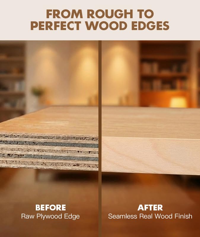 Birch Edge Banding 7/8 Inch x 200 Ft Preglued Iron On Plywood Wood Tape, Premium Birch Veneer Edge Banding, Self-Adhesive Flexible Wood Edging Strip for Shelving and Furniture Repair - color: Birch, size: 7/8 inch X 200 ft