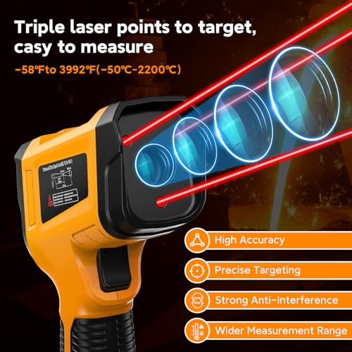Infrared Thermometer Temperature Gun 3992°F 50:1, - color: -58°F to 3992°F