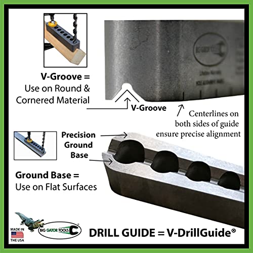 Big Gator Tools The Original V-Drill Guide STD1000DGNP, Sizes 1/8–3/8 Inch.