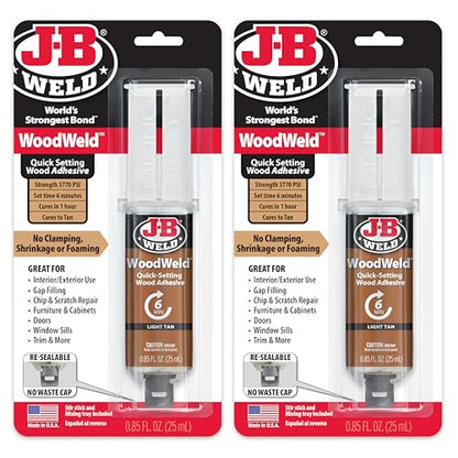 J-B Weld WoodWeld Syringe, Light Tan, 25ml 2 Pack - size: 25 ml 2 Pack