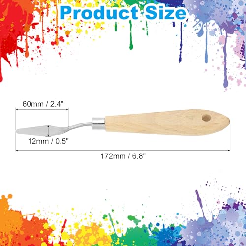 PATIKIL Art Spatula, No.4 12mm Stainless Steel Flexible Palette Knife Painting Knife Painting Spatula Oil Painting Mixing Scraper with Wood Handle for Canvas Acrylic Painting, Brown - style: No.4