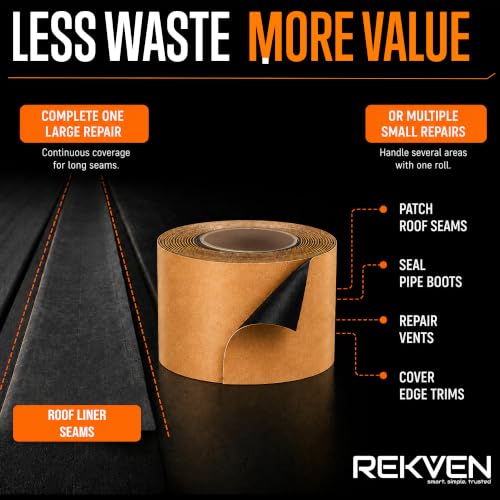 EPDM Seam Tape, Double Sided Butyl Rubber Roofing Adhesive, 30 ft x 3 in