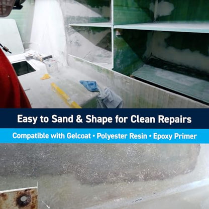 TotalBoat Polyester Structural Repair Putty - Marine Grade Long Strand Fiber Fiberglass Reinforced Filler for Boat and Automotive Repair - size: Quart Kit