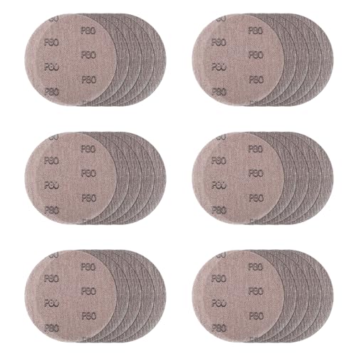5 Inch Sanding Disc Hoop and Loop Mesh Abrasive Dust Free Anti-Blocking Net Sandpaper 30 Pieces 80 Grit Sanding Sheets for Drywall Sander,Auto Body, Wood, Metal - style: 80 Grit