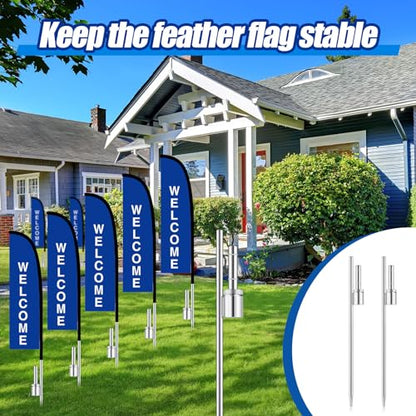 Pelopy 2 Pcs 20 Inch Feather Flag Ground Spike Stake Flag Base Heavy Duty - size: 20 Inch