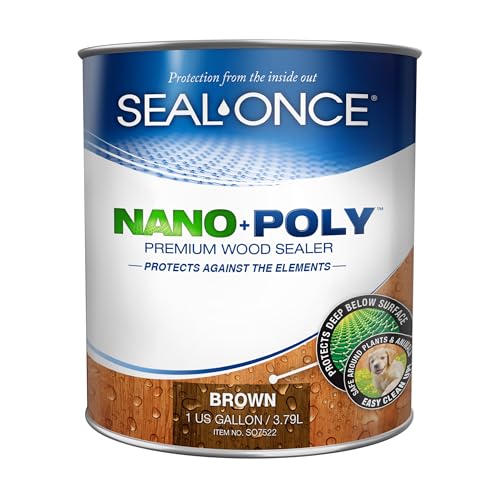 Seal-Once Nano+Poly Wood Sealer and Waterproofer, Brown, 1 Gallon - color: Brown, size: 1 Gallon
