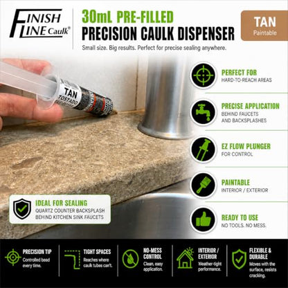 30mL Pre-Filled Precision Caulk Applicator Tan, 1-Pack - color: Tan