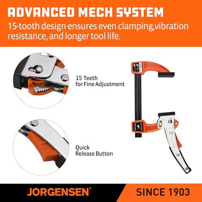 Jorgensen 4-Inch Bar Clamp Set, Ratcheting Bar Clamps, 2 Pack - size: 4 Inch