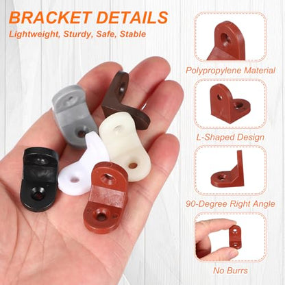 Generic 20pcs Plastic l Brackets 0.7"x0.9" (16.6x23.1mm) Small Round l Shape Bracket 90 Degree Right Angle Corner Brace with Screws for Shelves Wood Cabinet Chair Drawer Fence, Black