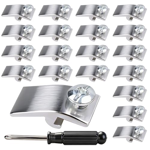 Storm Door Panel Clips, with Screws 5/16" Offset Aluminum Storm Window Clips Screen Door Hardware - Metal Storm Window Retainer Clips (20Pcs)
