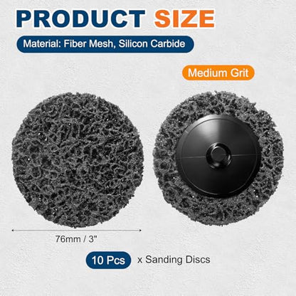 10 Pcs 3" Medium Grit Diamond Quick Change Easy Stripping Discs