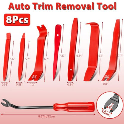 Doaho 8Pcs Auto Trim Disassembly Tool Set with Storage Bag - Red - color: Red -8Pcs Trim Removal Tool Kit