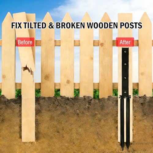 1 Pack Double-Tube Fence Post Anchor, Heavy Duty Ground Spike Repair Kit