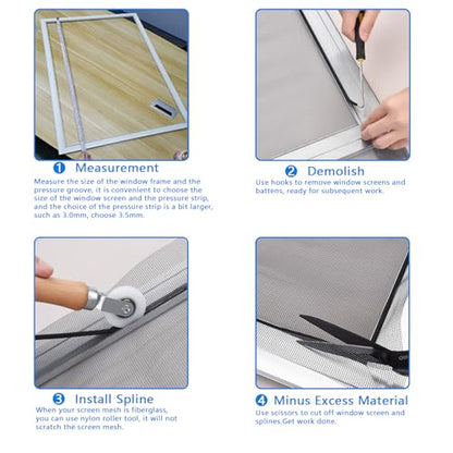BAYTORY Window Screen Repair Kit, Nylon Roller Tool with Bearing - color: White Roller