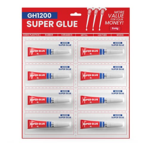 4 Gram x 8 Strong Super Glue All Purpose with Anticlog Cap. Super Fast & Strong Adhesive superglue, Cyanoacrylate Glue for Hard Plastics, DIY Crafts and Many More - style: 4Gx8