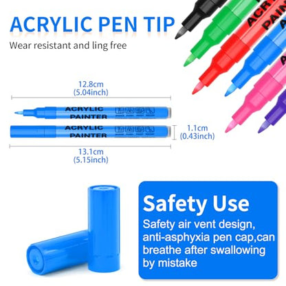 Blue Acrylic Paint Pens 6 Pcs Permanent Marker Pens Extra Fine - color: Blue