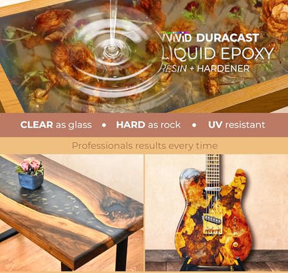 DURACAST Fast Cure (1 gal) Epoxy Resin 1:1 Mixing Ratio, Quicker, Clear, Durable, UV Resistant, 20 Minute Cure Time, Anti-Yellowing and Long Lasting Clarity - size: 1 gal, style: Fast Cure