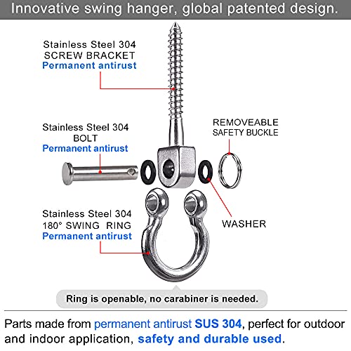 SELEWARE Heavy Duty Swing Hanger, 6 Pack Porch Swing Hardware - color: U (5 Inch, 6 Pack)