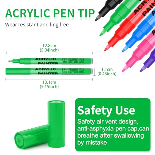 Green Acrylic Paint Pens 6 Pcs Permanent Marker Pens Extra Fine - color: Green