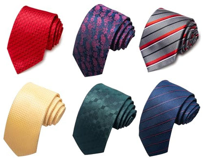 joy alice Tie For Men 6 PCS Necktie Woven Jacquard Neck Ties Set Neck Ties - color: Bluered Yellow Green Red Grey