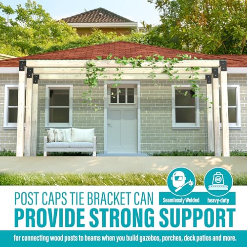 2 Pack 6x6 Heavy Duty End Post Cap Tie Bracket for Gazebo, Deck - size: End 6"x6"(Actual 5.5"x5.5")